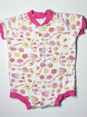 Vintage 90s Simply Basic Sea Creature Graphic Snap Romper 6M Summer
